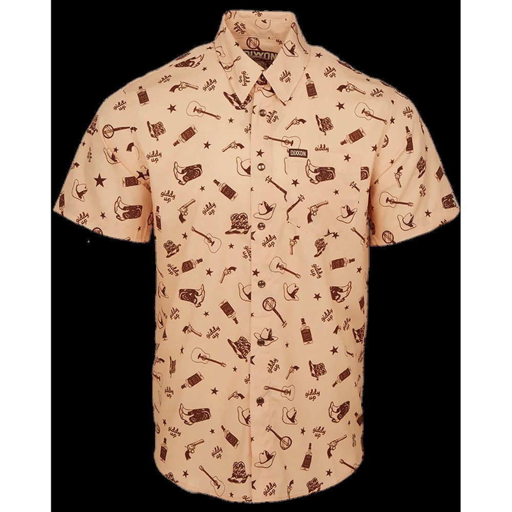 DIXXON Flannel Giddy Up Party Shirt Bamboo BNIB Mens Short Sleeve Size 5XL